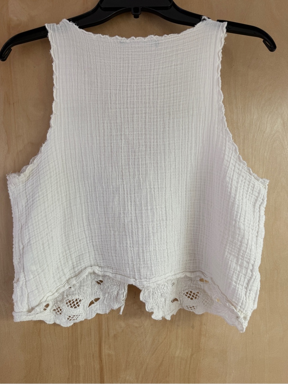 Zara Embroidered Openwork Gauze Tie-Front Vest Top: M - Picture 5 of 11